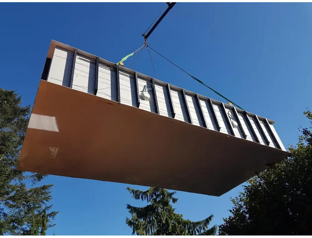 Pooltime Exclusive-pool, 12 mm – rektangulær form, rustfarvet poolpanel, turkisblåt vand