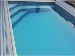 Pooltime Exclusive-pool, 12 mm – moderne design, rektangulær form, turkisblåt vand