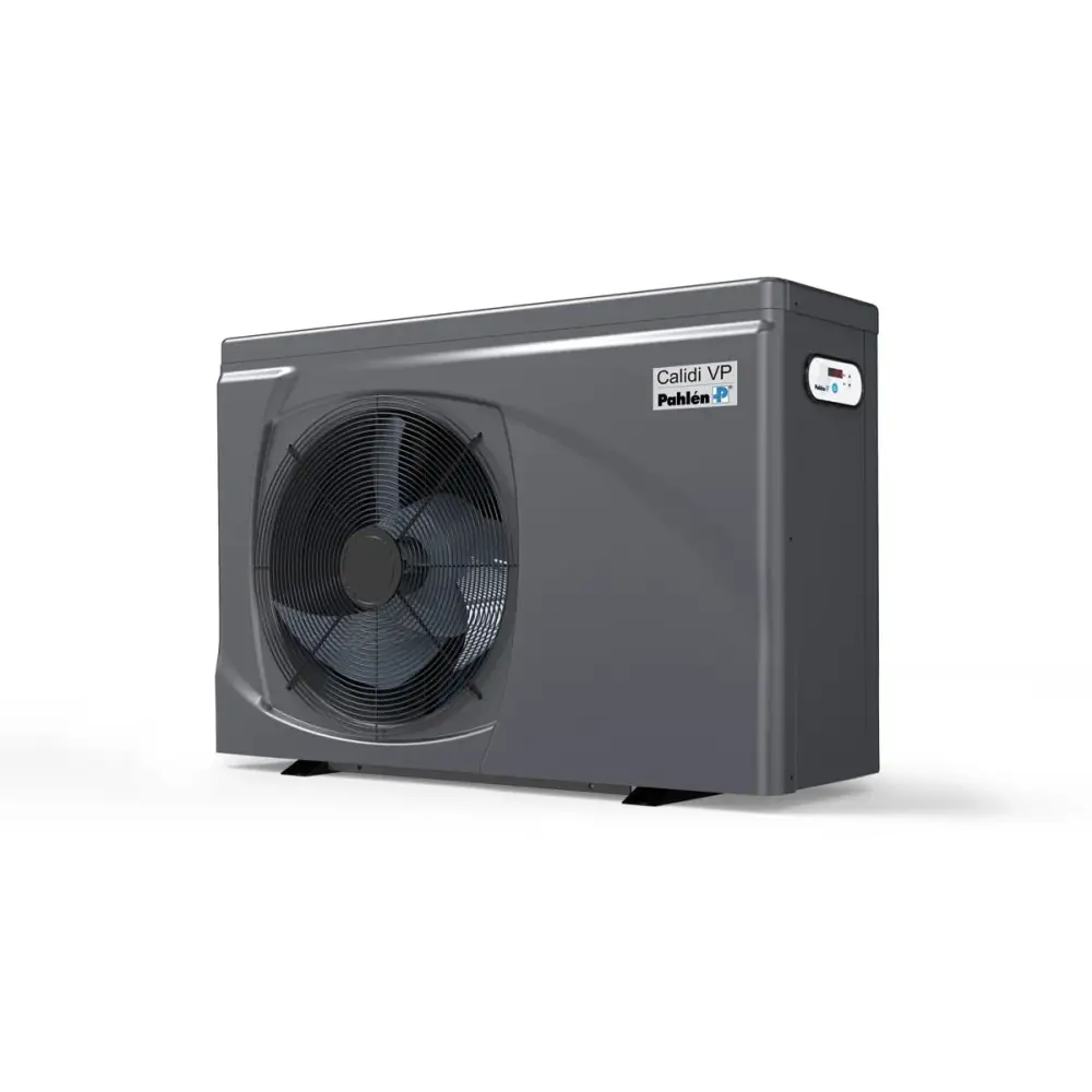 Grå Calidi VP13 utomhusenhet med svart fläktgaller och kontrollpanel från Pahlén