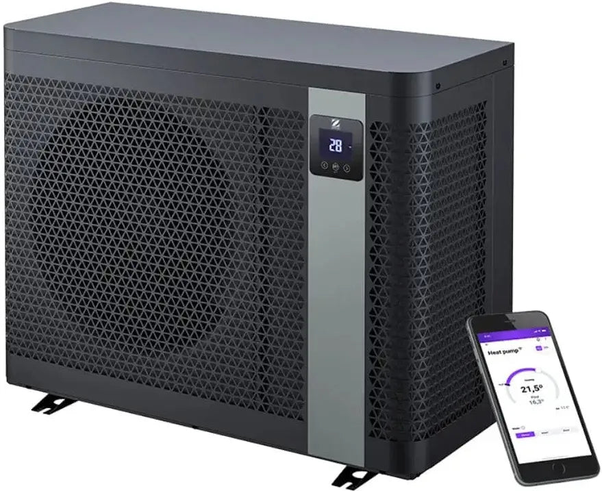 Zodiac Z250iQ MD4 svart rektangulär värmepump med digital display 28° och app