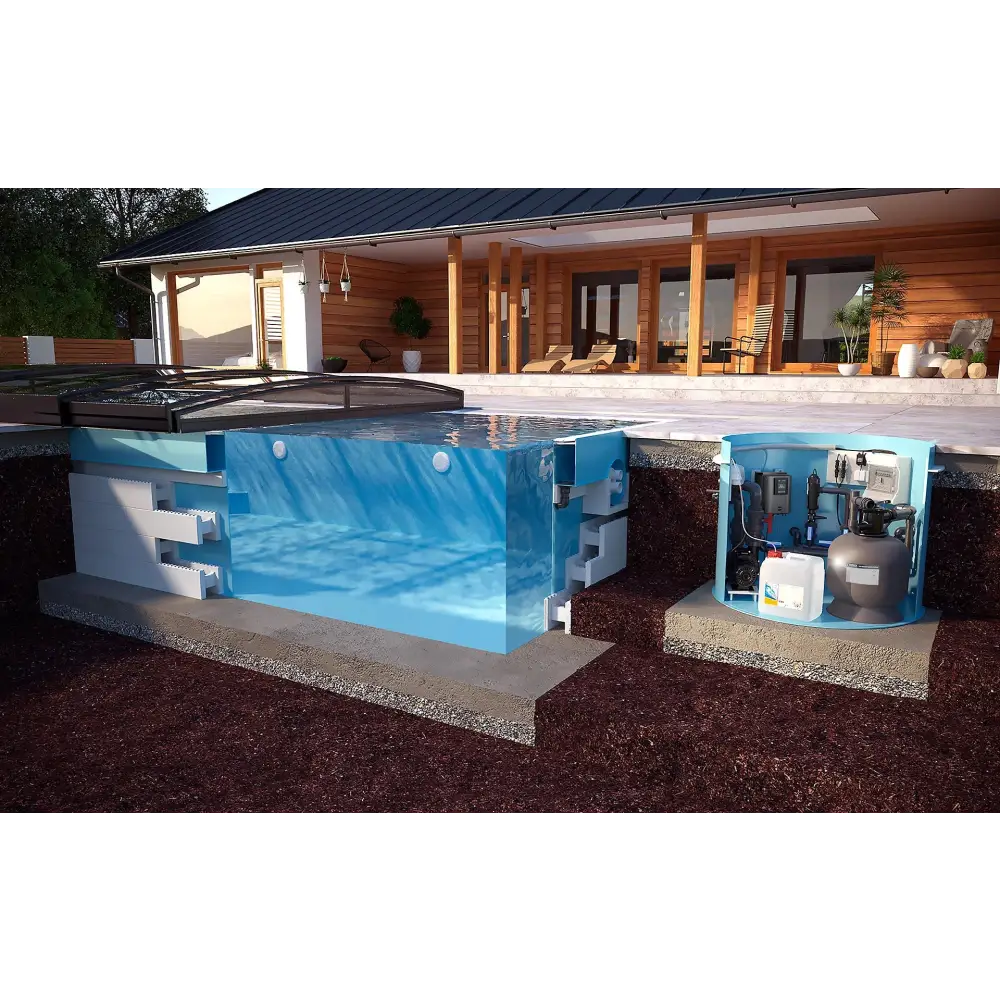 ThermoPP Poolpaket QBig blåvit poolfiltrering under jord