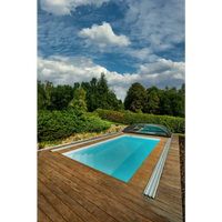 Rektangulär ThermoPP Poolpaket QBig med klarblått vatten och glaslock