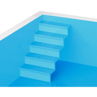 Blå pooltrapp med släta steg i ThermoPP Poolpaket QBig 3.5×7