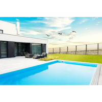 Rektangulär pool med klart blått vatten i ThermoPP Poolpaket QBig 3.5×8