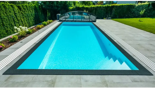 Qbig Overflow-poolpakke – turkisblåt vand, sort ramme