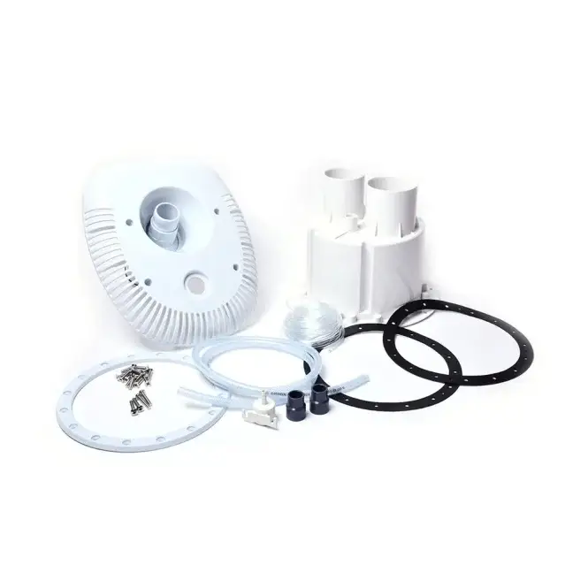 Vit Poolpump ThermoPP Poolpaket Qbig Overflow 3.5x7 med ribbad vit plast och centralt intag