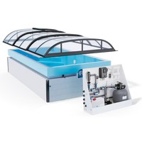 Modern ThermoPP Poolpaket Qbig Overflow 3.5×7 pool med glastak och filtrering