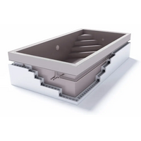 Grå rektangulär ThermoPP Poolpaket Qbig Overflow 3×7 med inbyggda steg och texturerad yta