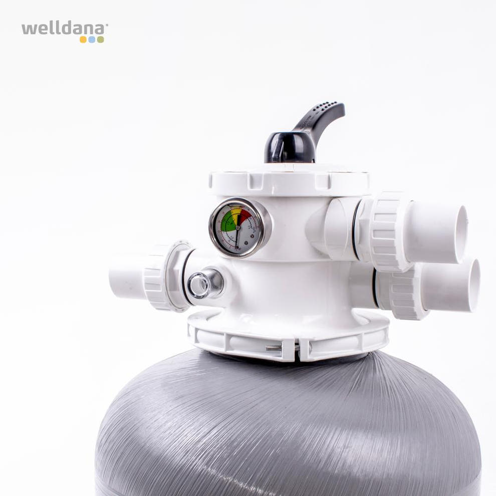Welldana gråt sandfilter med top- eller sideventil