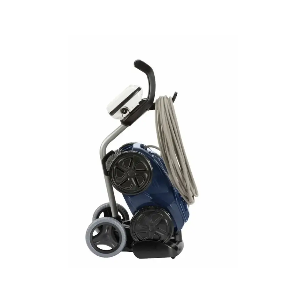 Robotisk poolrengörare med konstant cyklonal aspiration, blå och svart